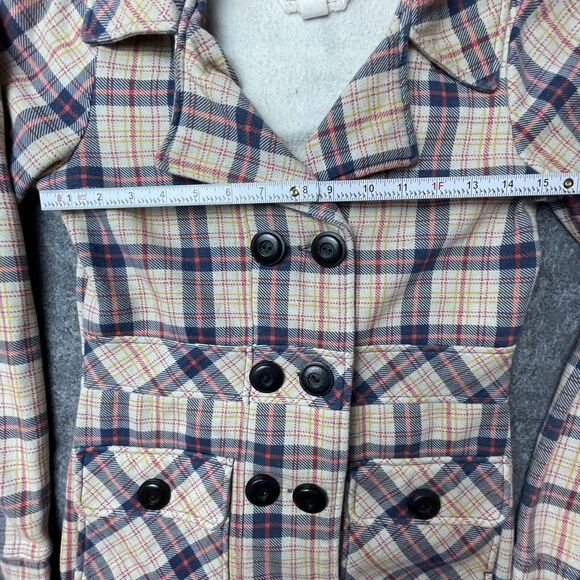 Billabong Jacket Womens Small Hoodie Sweatshirt Plaid Peacoat Cozy Double Button - Picture 6 of 7